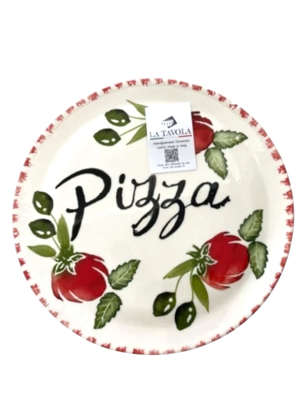 Ceramic Pizza Serving Platter Hand Painted In Italy 13” Italian Dish Plate NWT